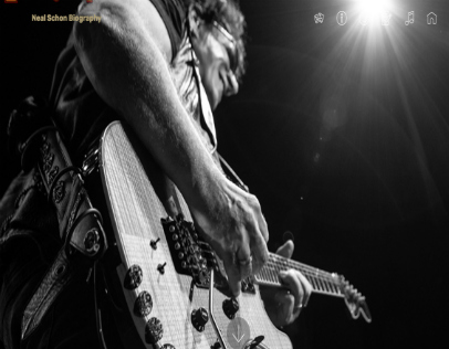 Neal Schon Plays Guitar Bottom up shot black background